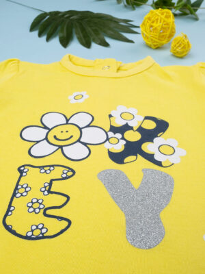 Camiseta amarilla de manga larga de niña con estampado - Prénatal