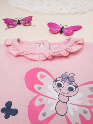 Body rosa de manga larga para bebé niña mariposas - Prénatal