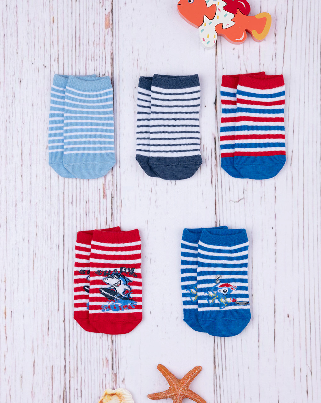 Pack 5 calcetines a rayas para bebé - Prénatal