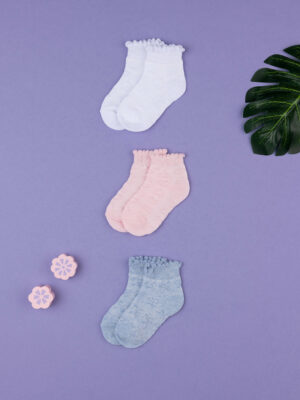 Pack x3 calcetines cortos de algodón para niña - Prénatal