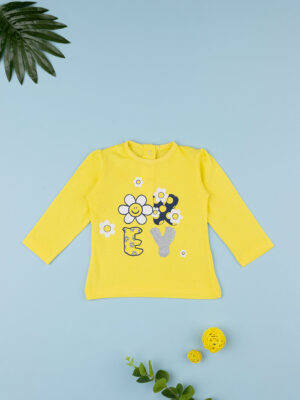 Camiseta amarilla de manga larga de niña con estampado - Prénatal