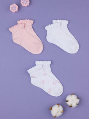 Lote de 3 pares de calcetines para bebé con volantes - Prénatal