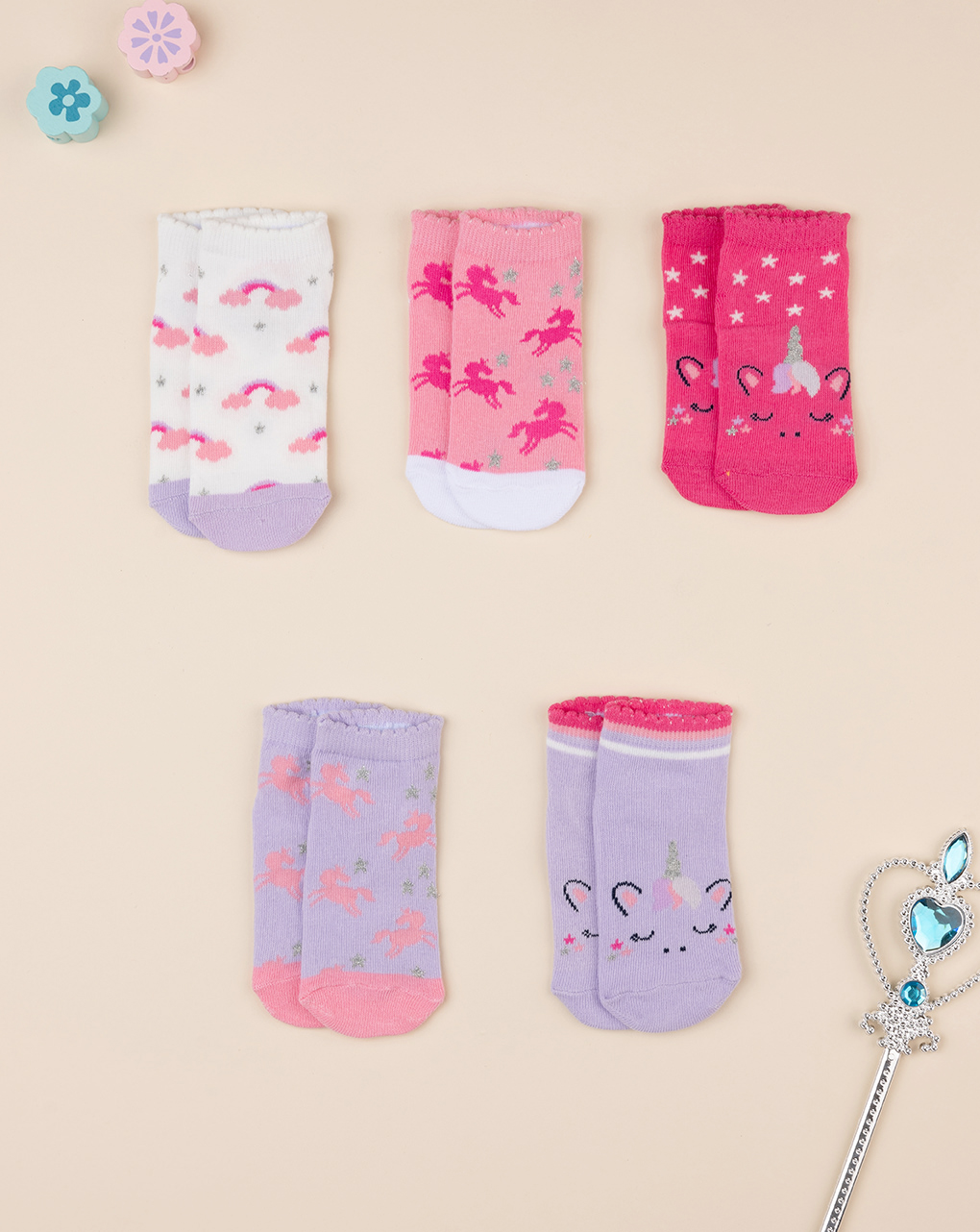 Pack 5 calcetines mujer puntos y flores - TRICOT
