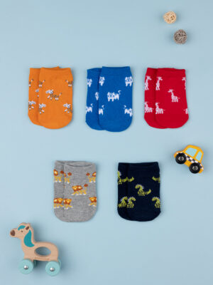 Lote de 5 calcetines cortos para niños animales - Prénatal