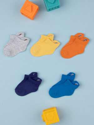 Pack 5 calcetines de bebé lisos con bordado - Prénatal