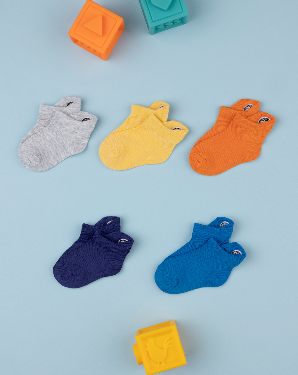 Pack 5 calcetines de bebé lisos con bordado - Prénatal