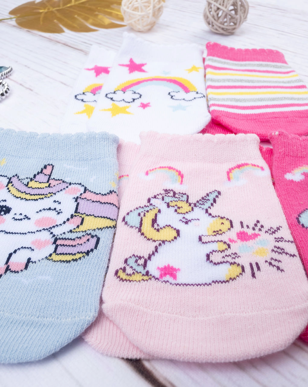 Lote 5 calcetines cortos bebé niña unicornios - Prénatal