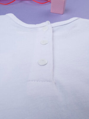 Camiseta blanca de niña de manga corta con ribetes - Prénatal