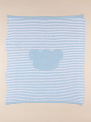 Manta de verano tricot osito azul claro - Prénatal