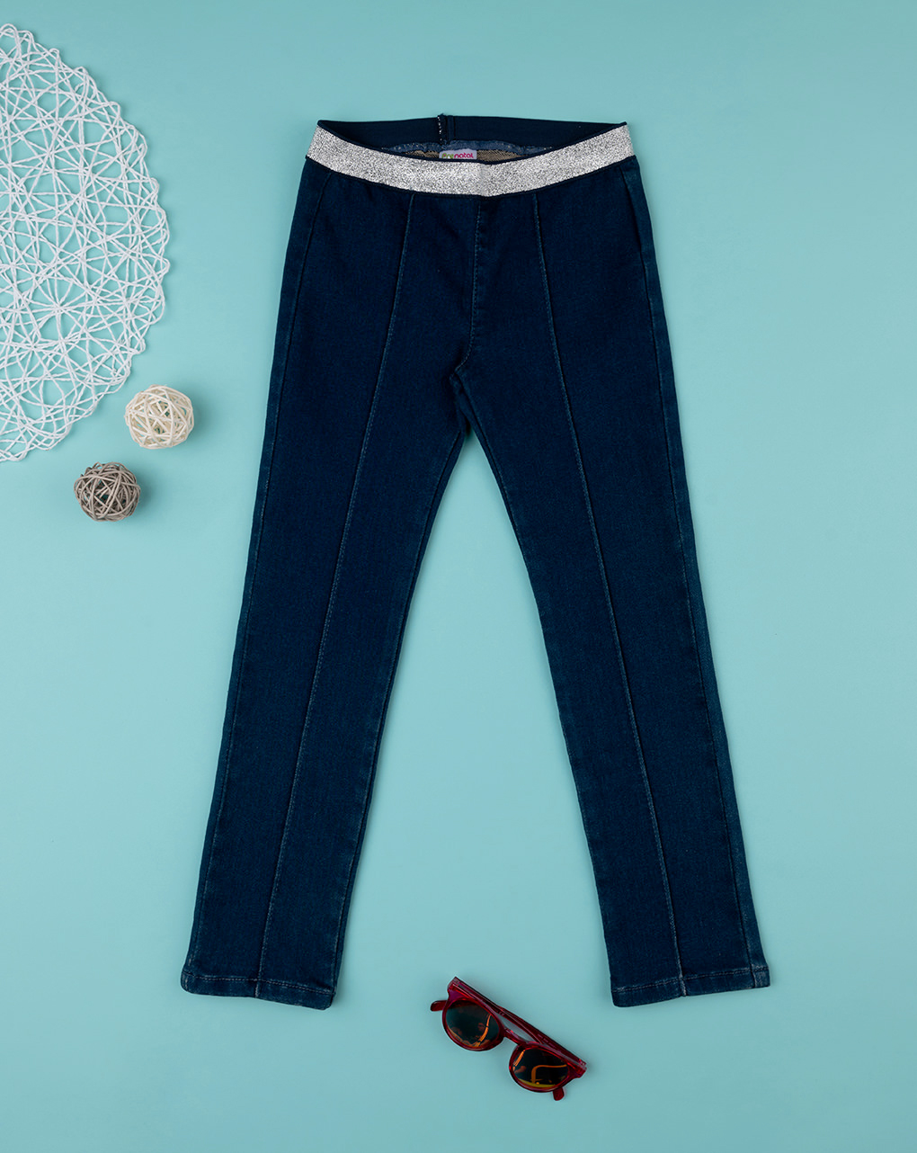 Pantalón largo azul de niña con ribete - Prénatal