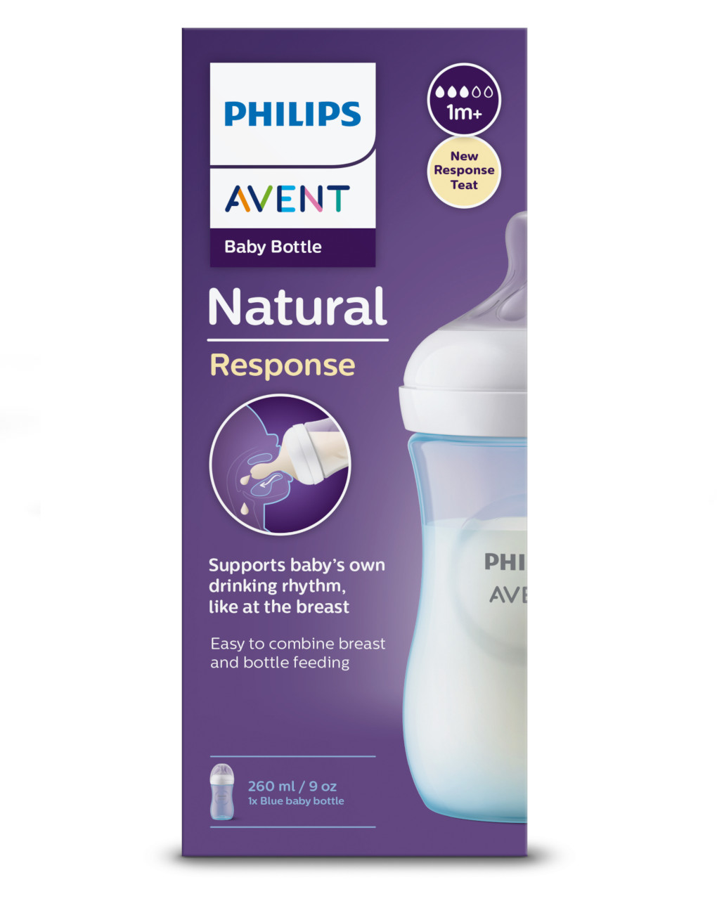 Biberon natural response azul 260ml (1m+) - philips avent - Philips Avent
