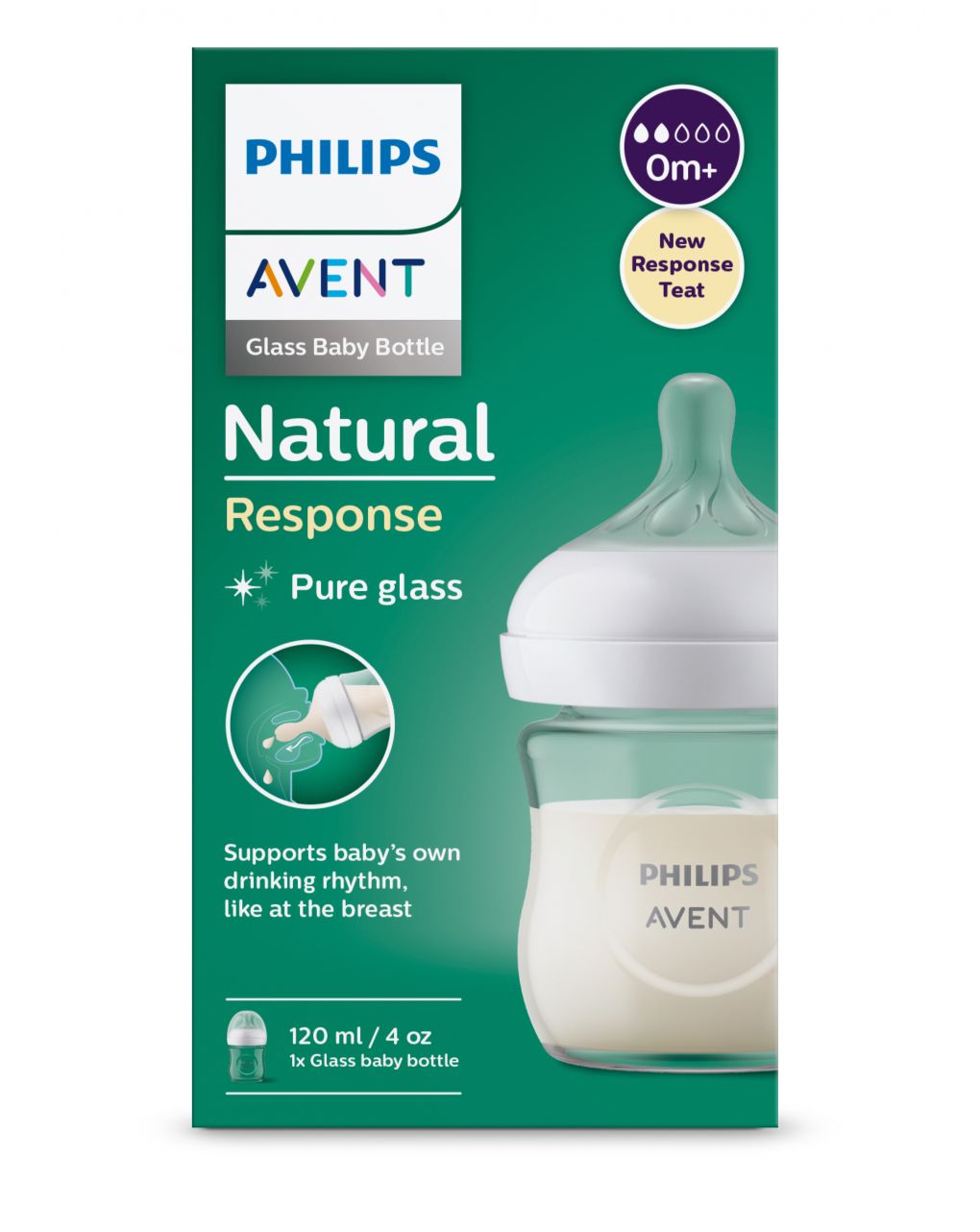 Biberon vidrio natural response 140ml (0m+) - philips avent - Philips Avent