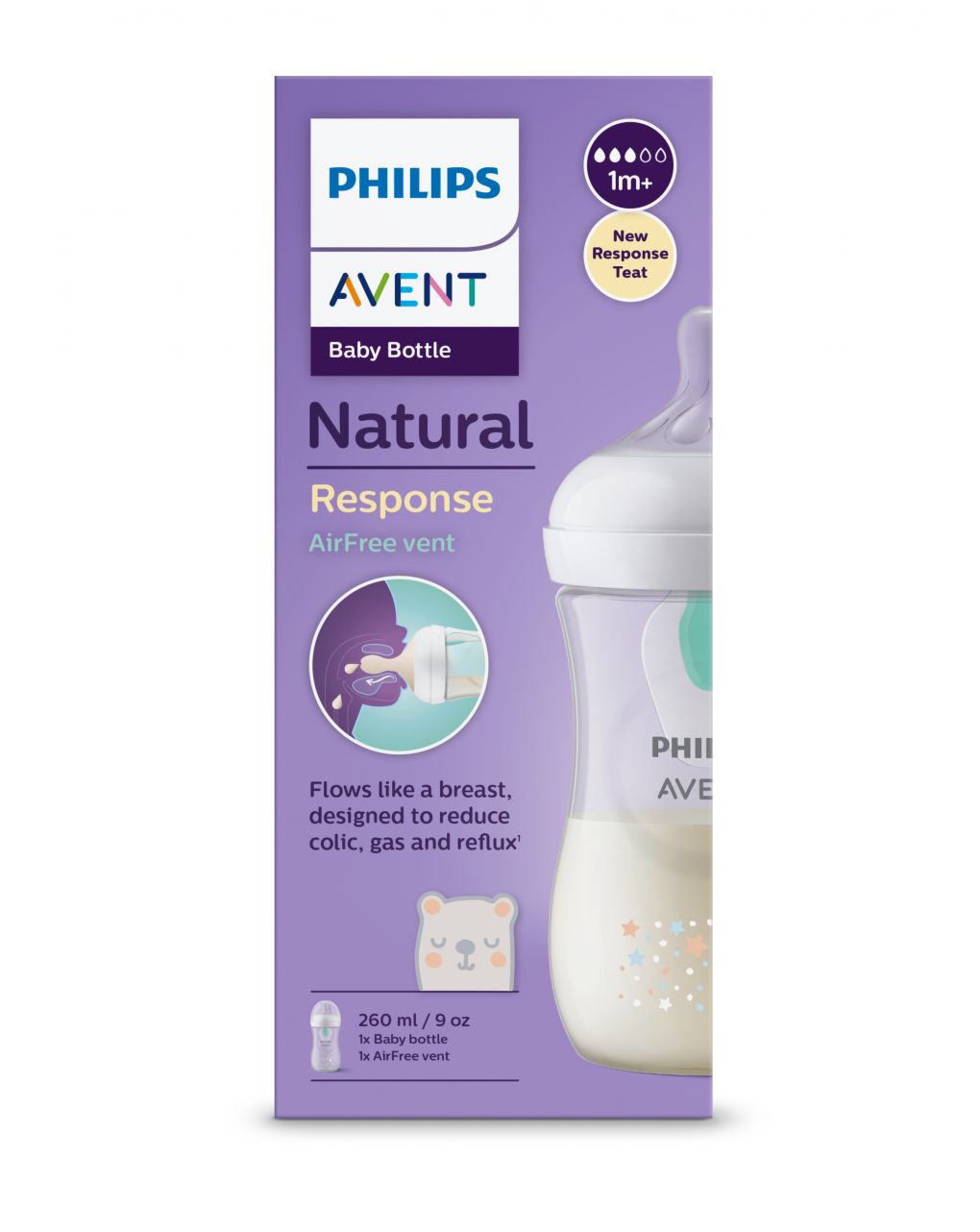 Biberón de 260 ml Natural Response de Philips AVENT transparente - Philips  Avent