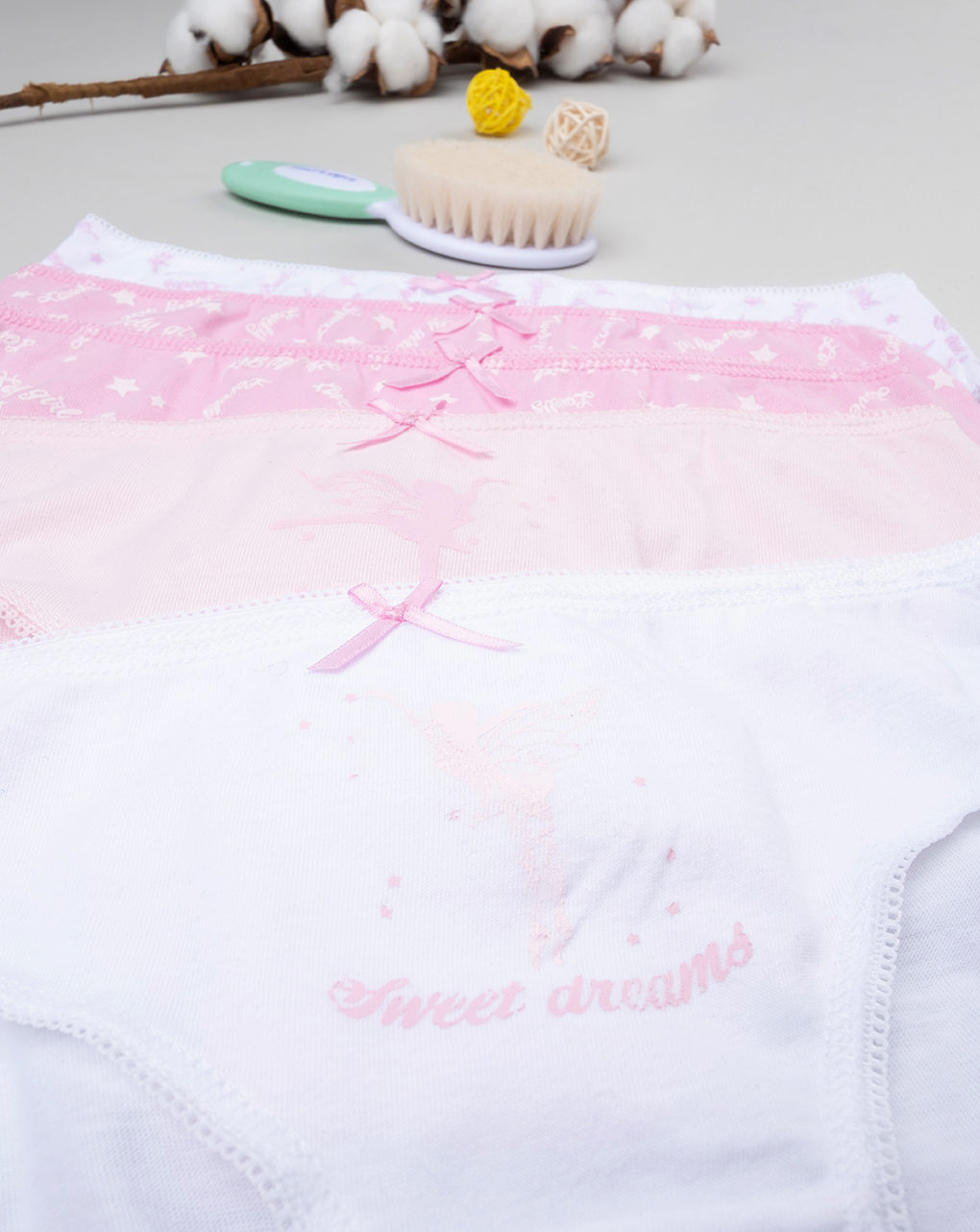 Pack 5 braguitas niña rosa algodón orgánico - Prénatal