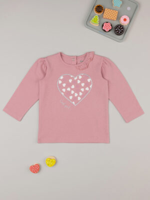 Camiseta niña rosa "corazones" - Prénatal