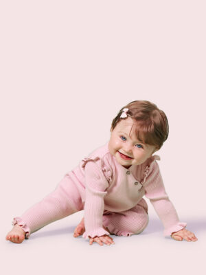 Mono de punto rosa para niña - Prénatal