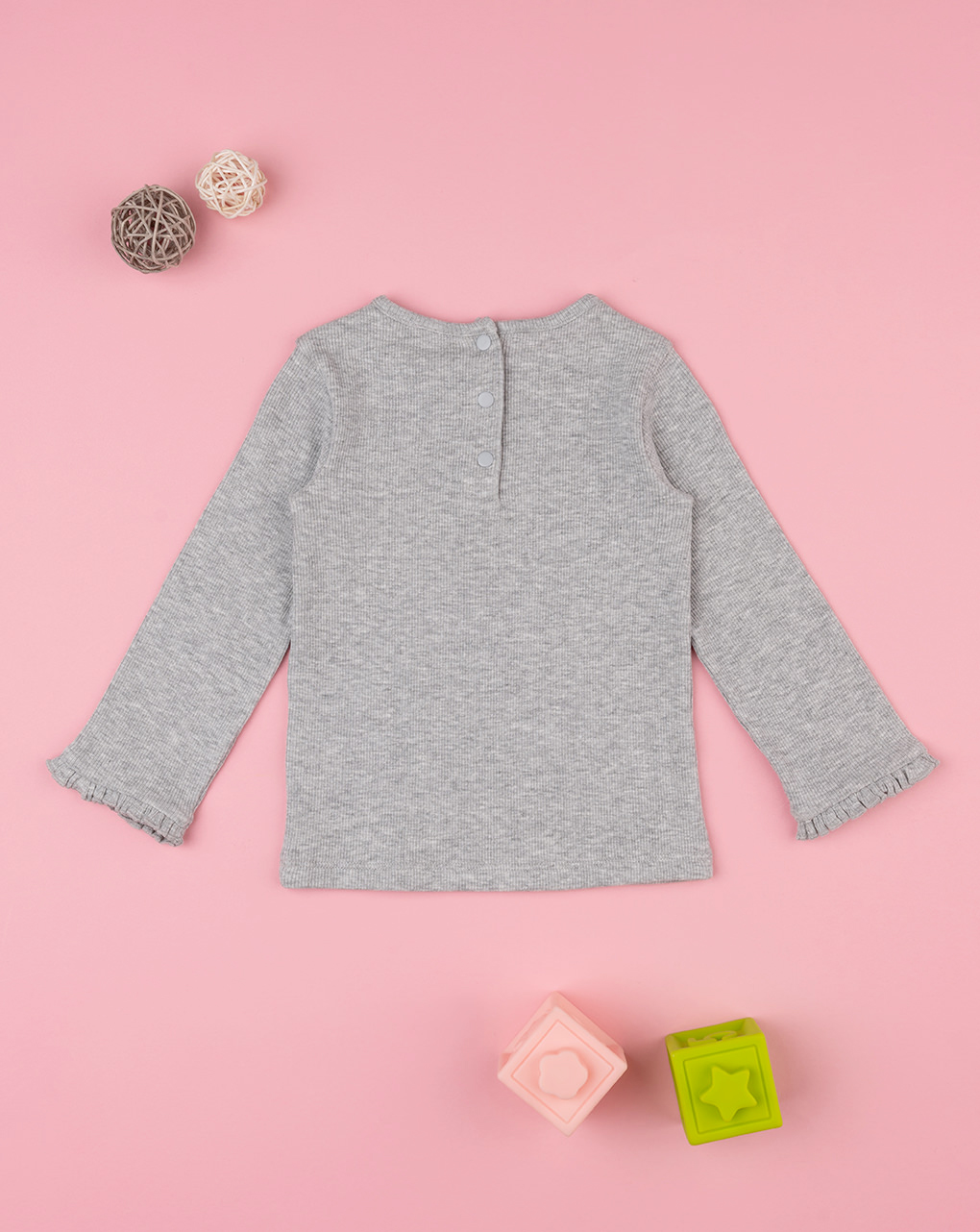 Camiseta de niña de canalé gris - Prénatal