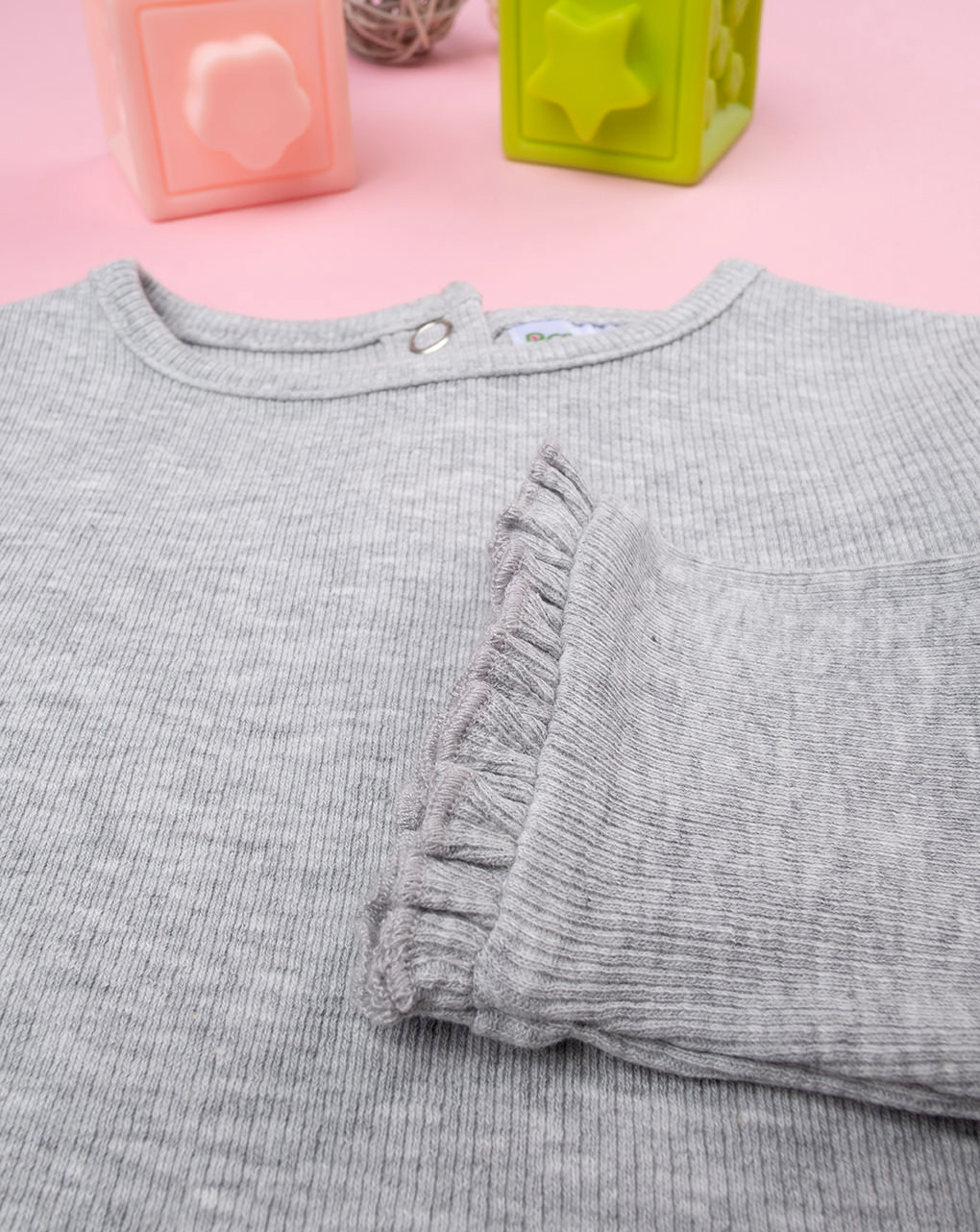 Camiseta de niña de canalé gris - Prénatal
