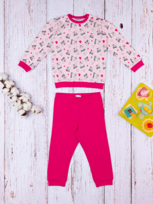 Pijama "love" rosa de niña - Prénatal