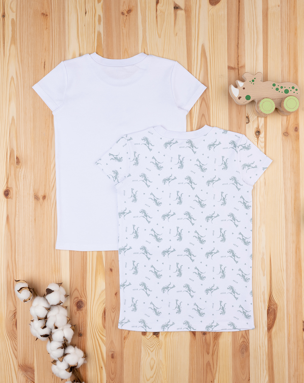 Pack 2 camisetas niña "dinosaurios" algodón orgánico - Prénatal