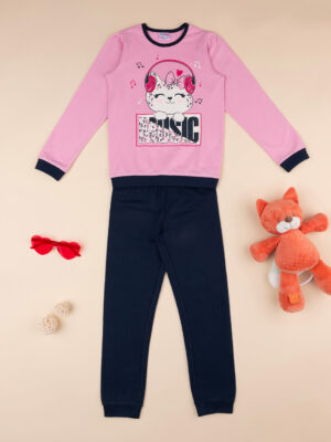 Pijama de felpa rosa/negro para bebé niña - Prénatal