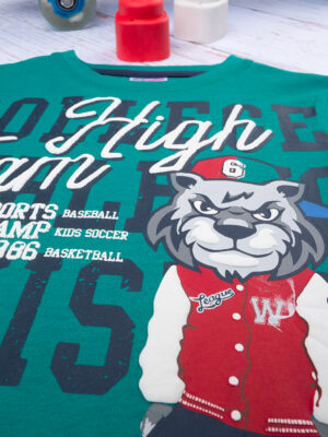 Camiseta casual de manga larga para niños verde "high team" - Prénatal