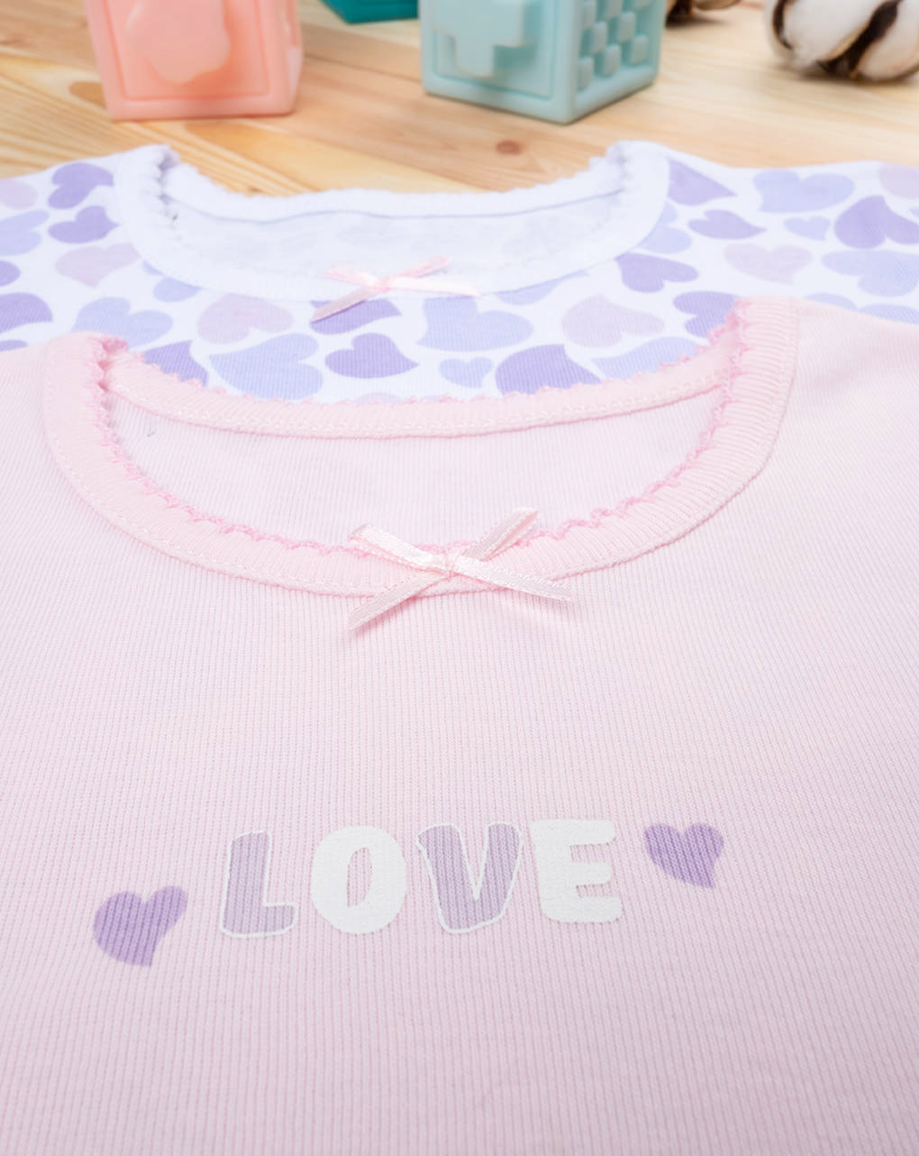 Pack 2 camisetas niña "corazones" algodón orgánico - Prénatal