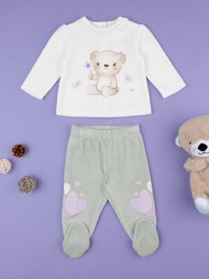 Conjunto 'teddy' de chenilla color crema para bebé niña - Prénatal