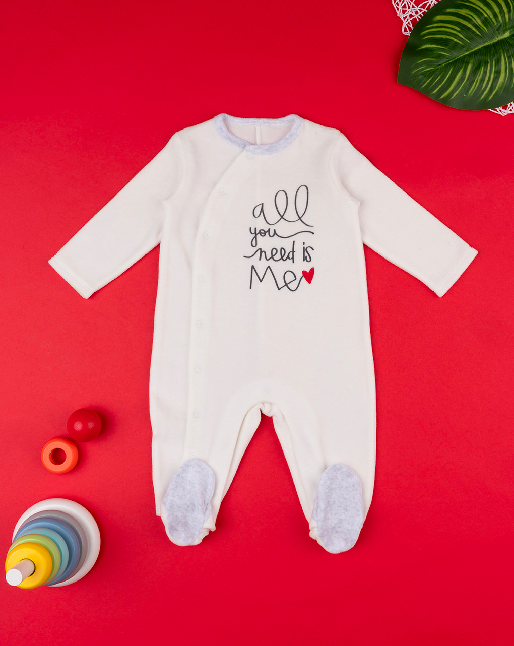 Pijama de chenilla crema para bebé - Prénatal
