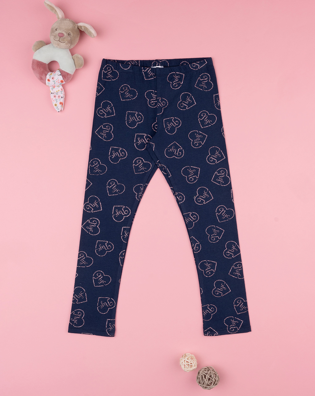 Legging azul de niña con corazones - Prénatal