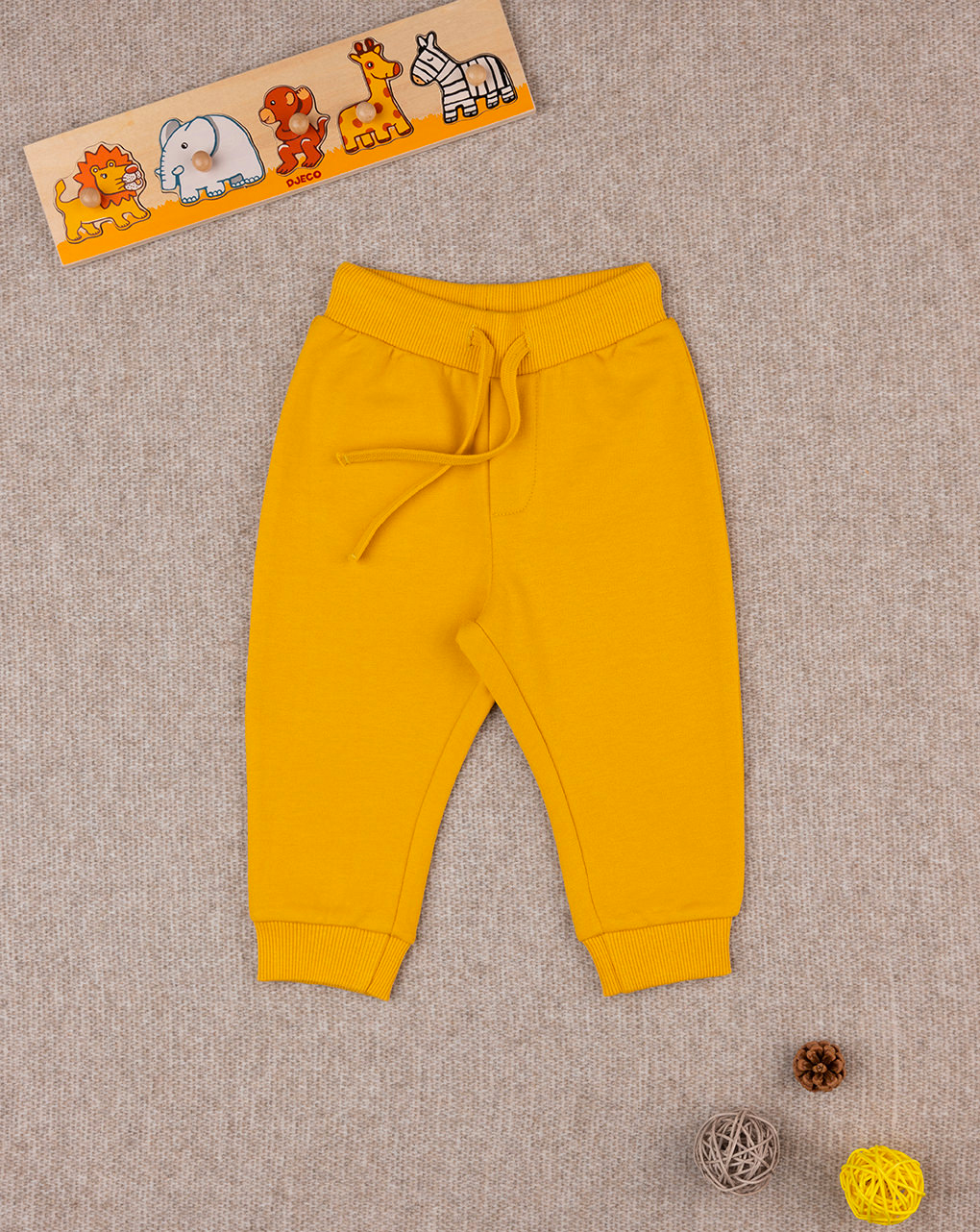 Pantalón básico de rizo francés para niños amarillo - Prénatal