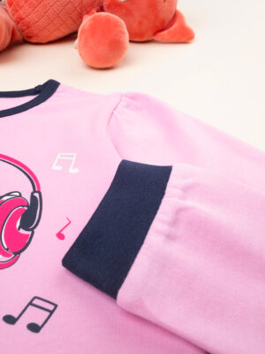 Pijama de felpa rosa/negro para bebé niña - Prénatal
