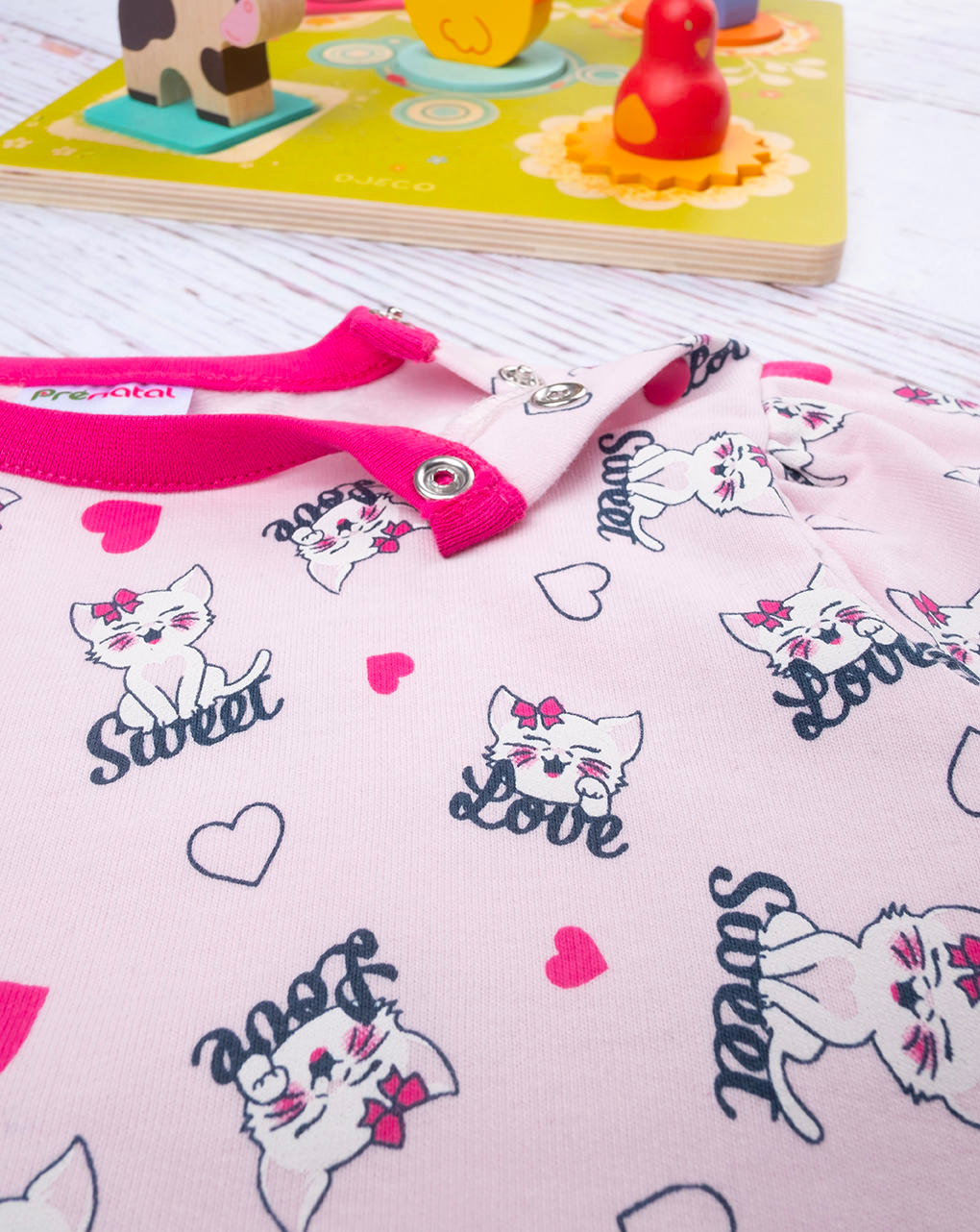 Pijama "love" rosa de niña - Prénatal