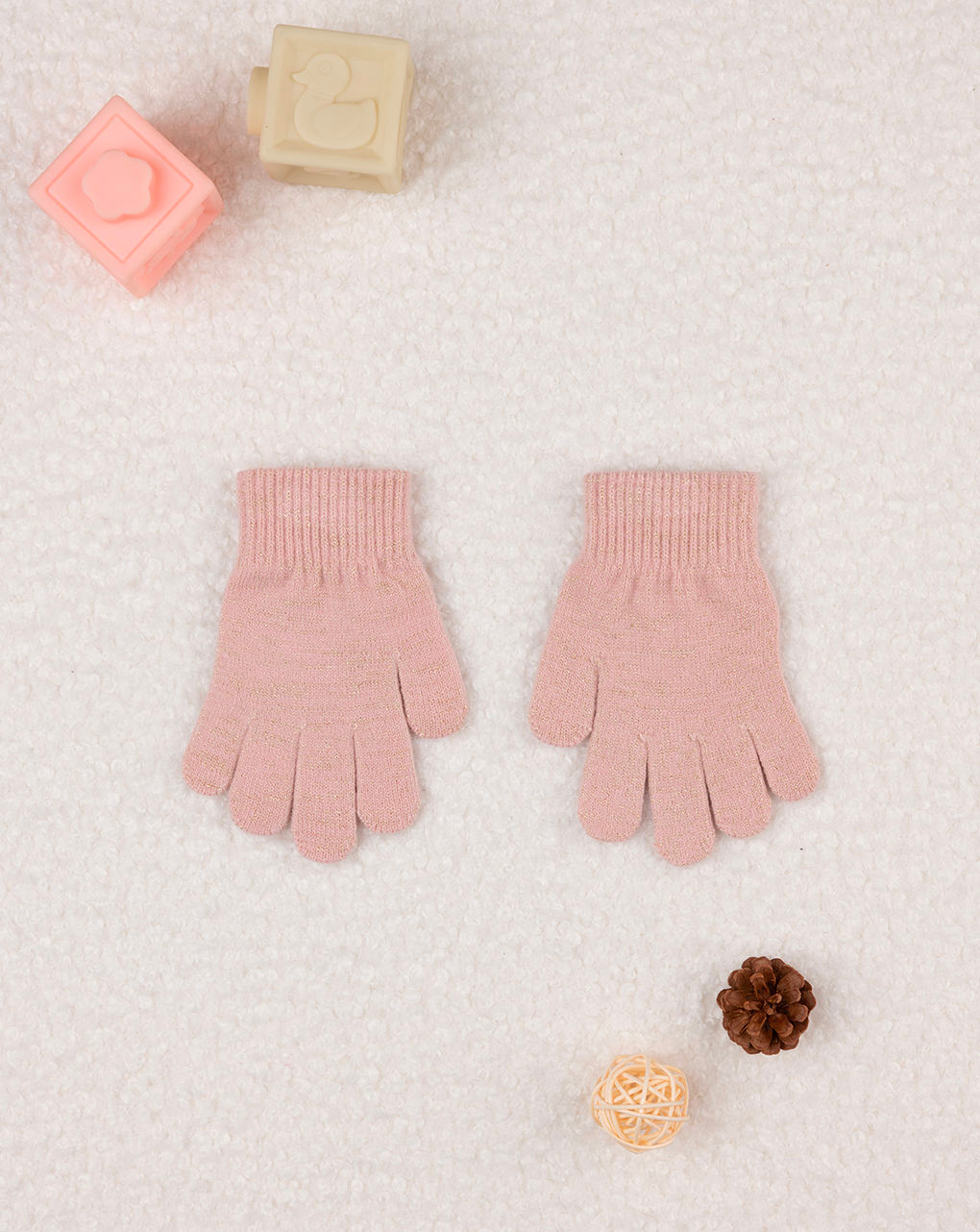 Guantes tricot rosa niña - Prénatal