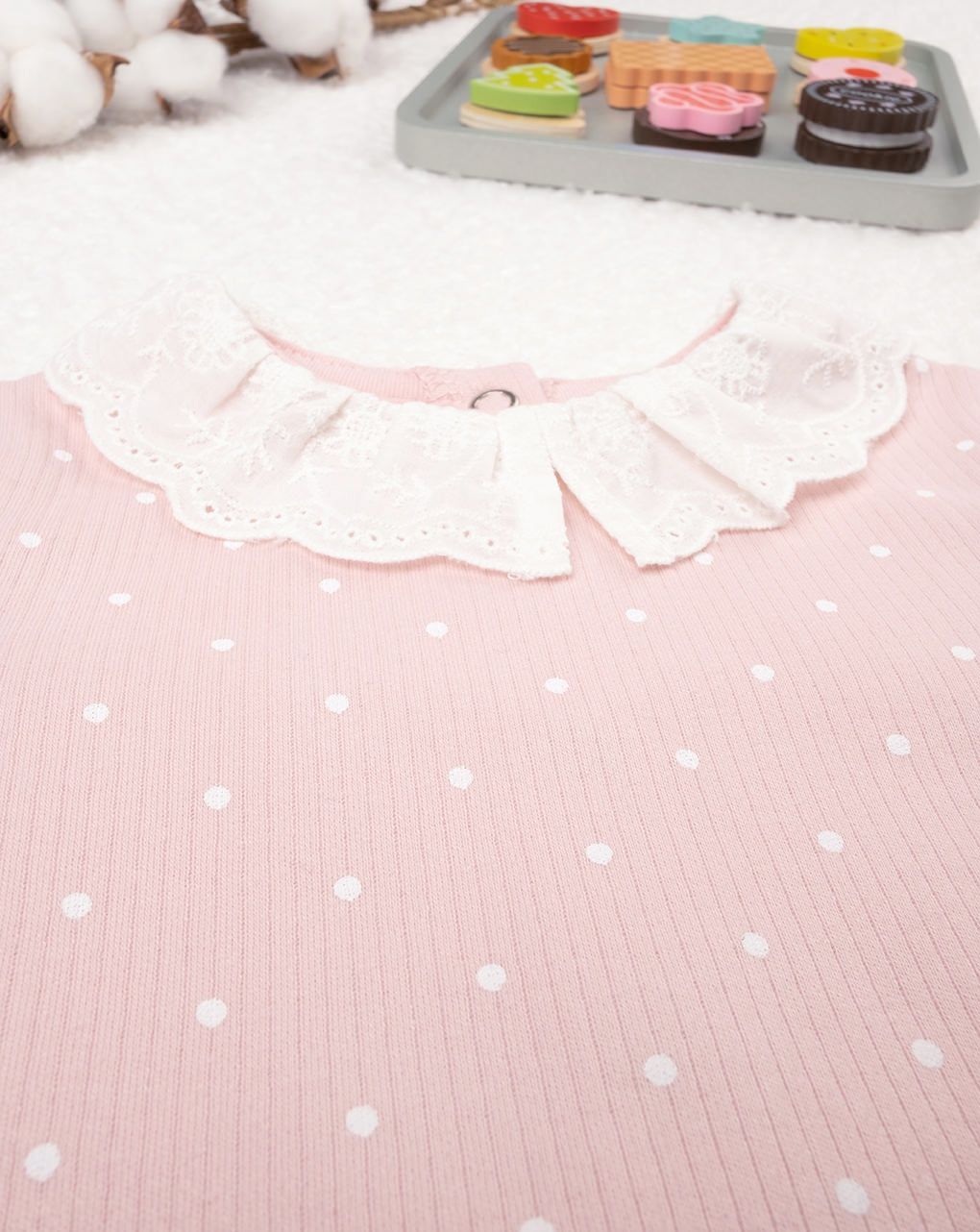 Pelele rosa de lunares para bebé niña - Prénatal