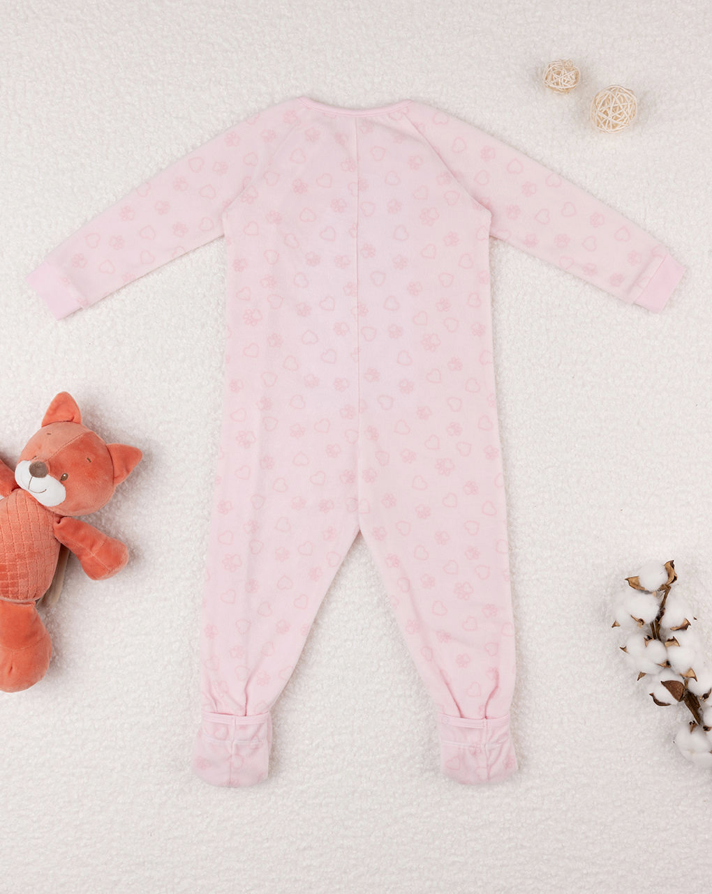 Pijama rosa de algodón orgánico para bebé - Prénatal