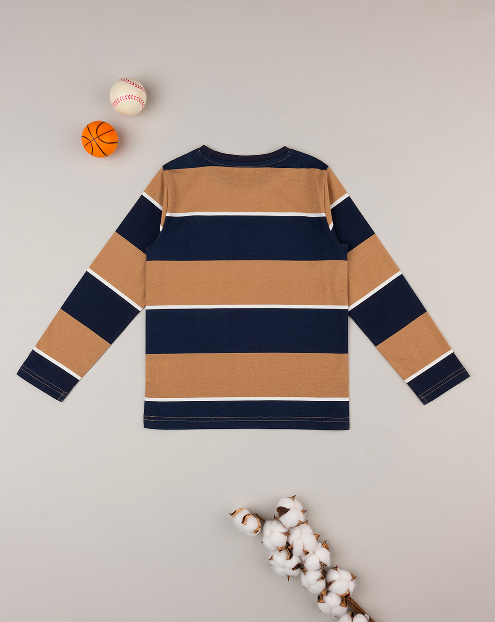 Camiseta niño a rayas beige/azul - Prénatal
