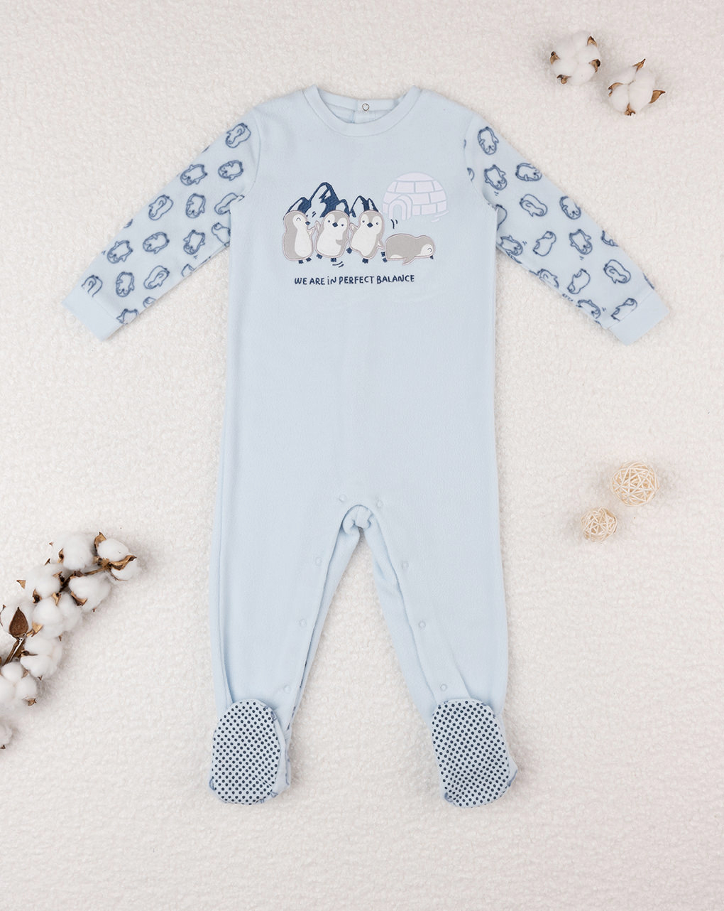 Pijama azul bebé de algodón orgánico - Prénatal