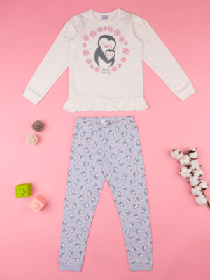 Pijama de felpa para niña "pingüinos" de algodón orgánico - Prénatal