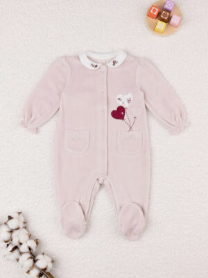 Pelele de chenilla rosa para bebé niña - Prénatal