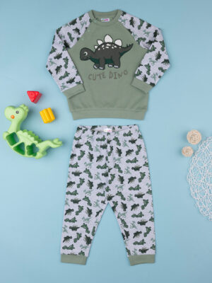 Pijama de felpa para bebé "dinosaurio" de algodón orgánico - Prénatal