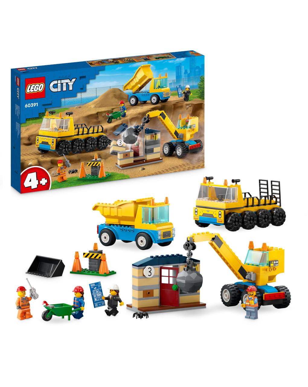 Camión de construcción y grúa con bola de demolición 60391 - lego city - LEGO