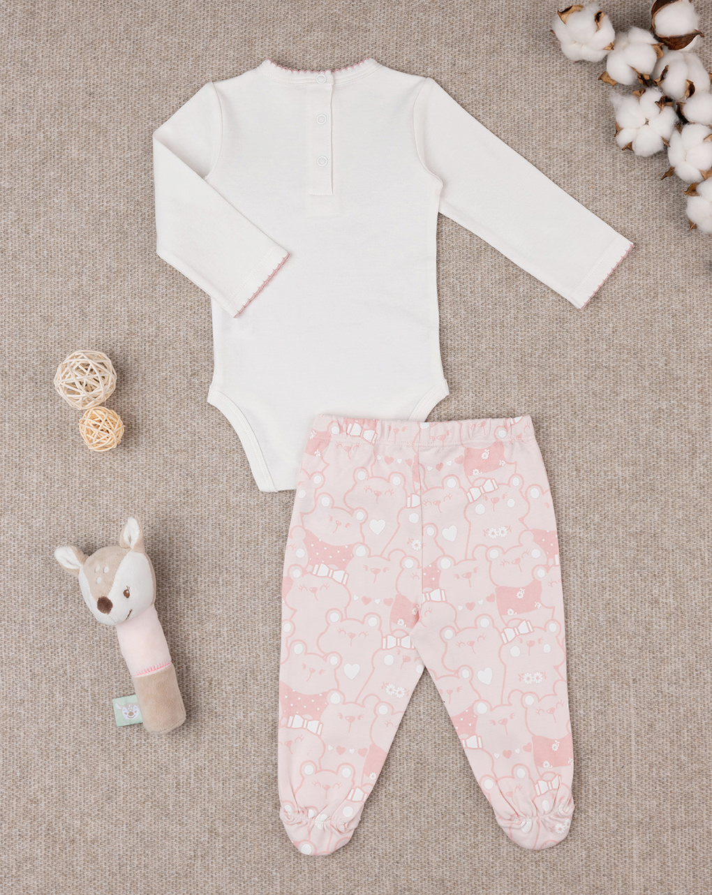 Conjunto rosa/beige para bebé niña - Prénatal