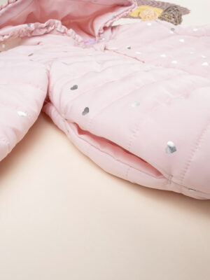 Chaqueta de plumón rosa claro de niña con capucha - Prénatal