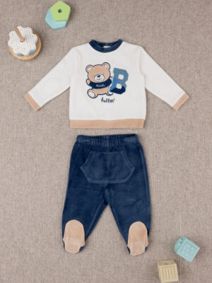 Conjunto de chenilla azul bebé/beige - Prénatal