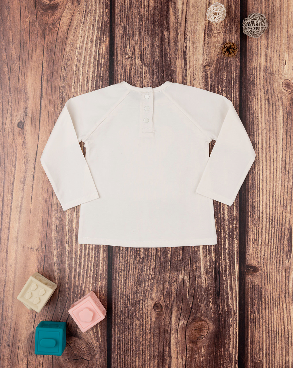 Camiseta de niña color crema con estampado y volante - Prénatal
