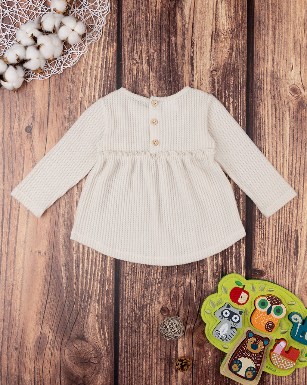 Blusa blanca de manga larga para bebé niña con bordado - Prénatal