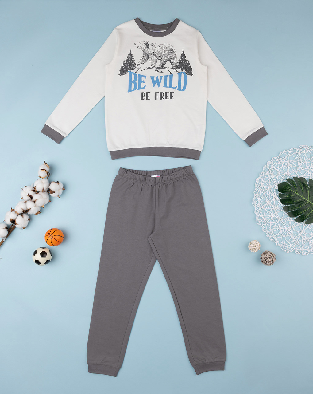 Pijama de niño blanco/gris - Prénatal
