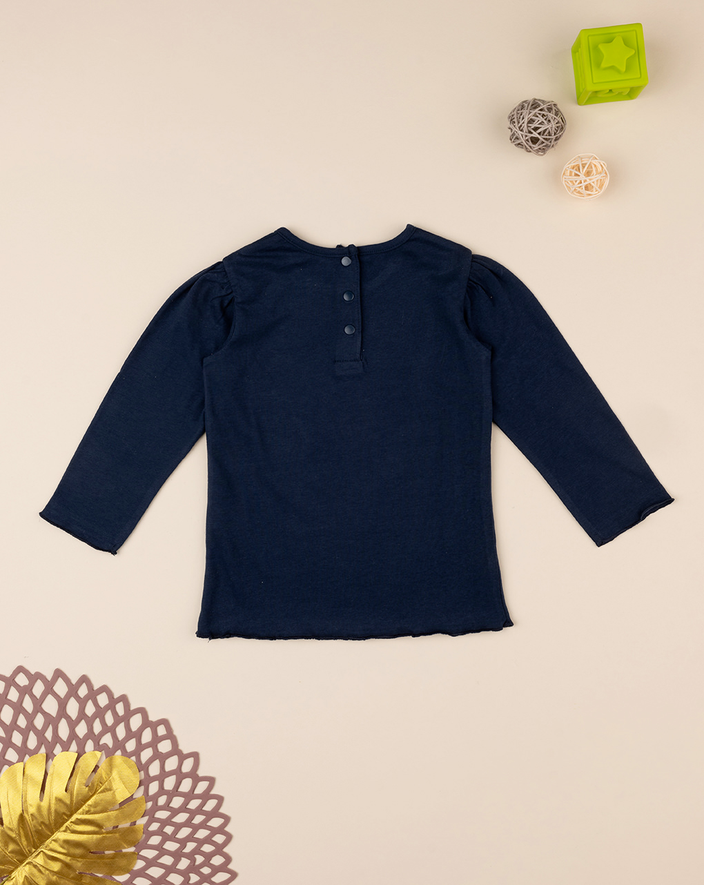 Camiseta azul de niña de manga larga con estampado - Prénatal