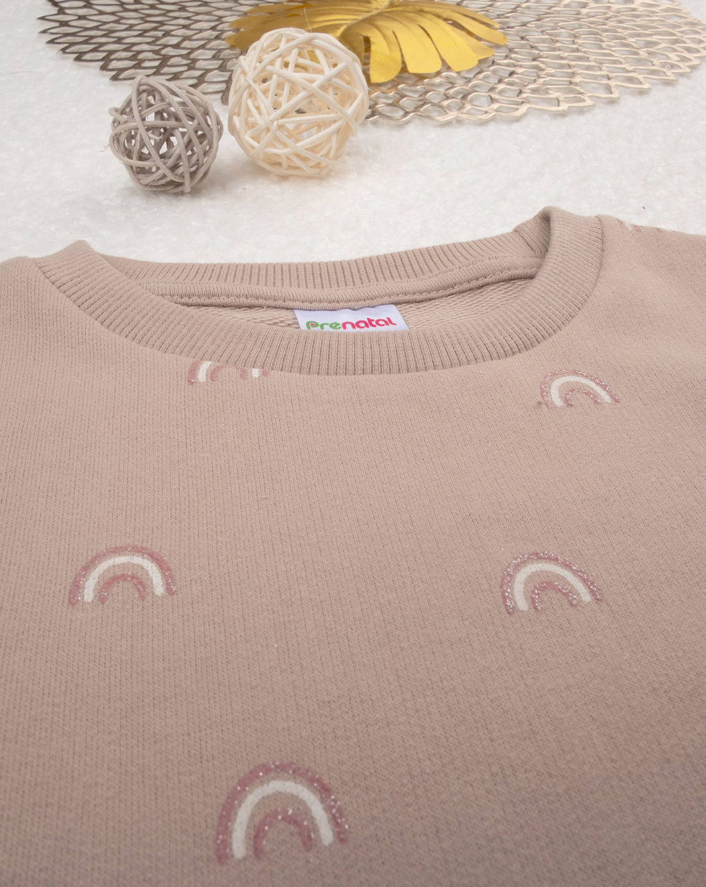 Sudadera beige de niña con cuello redondo - Prénatal